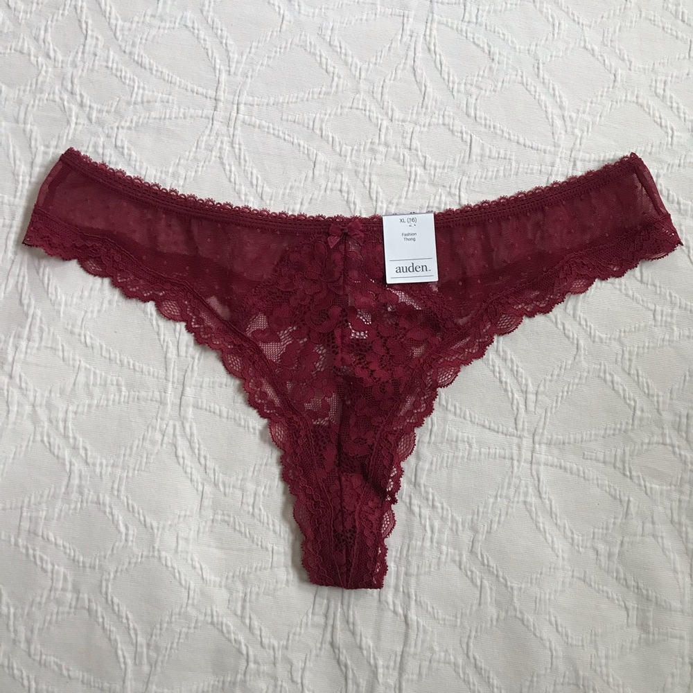 Auden Maroon Lace Thong
